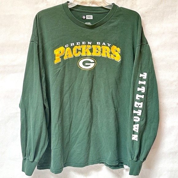 NFL Team Apparel Green Bay Packers Football Green Yellow Long Sleeve T Shirt Tee - Picture 1 of 6